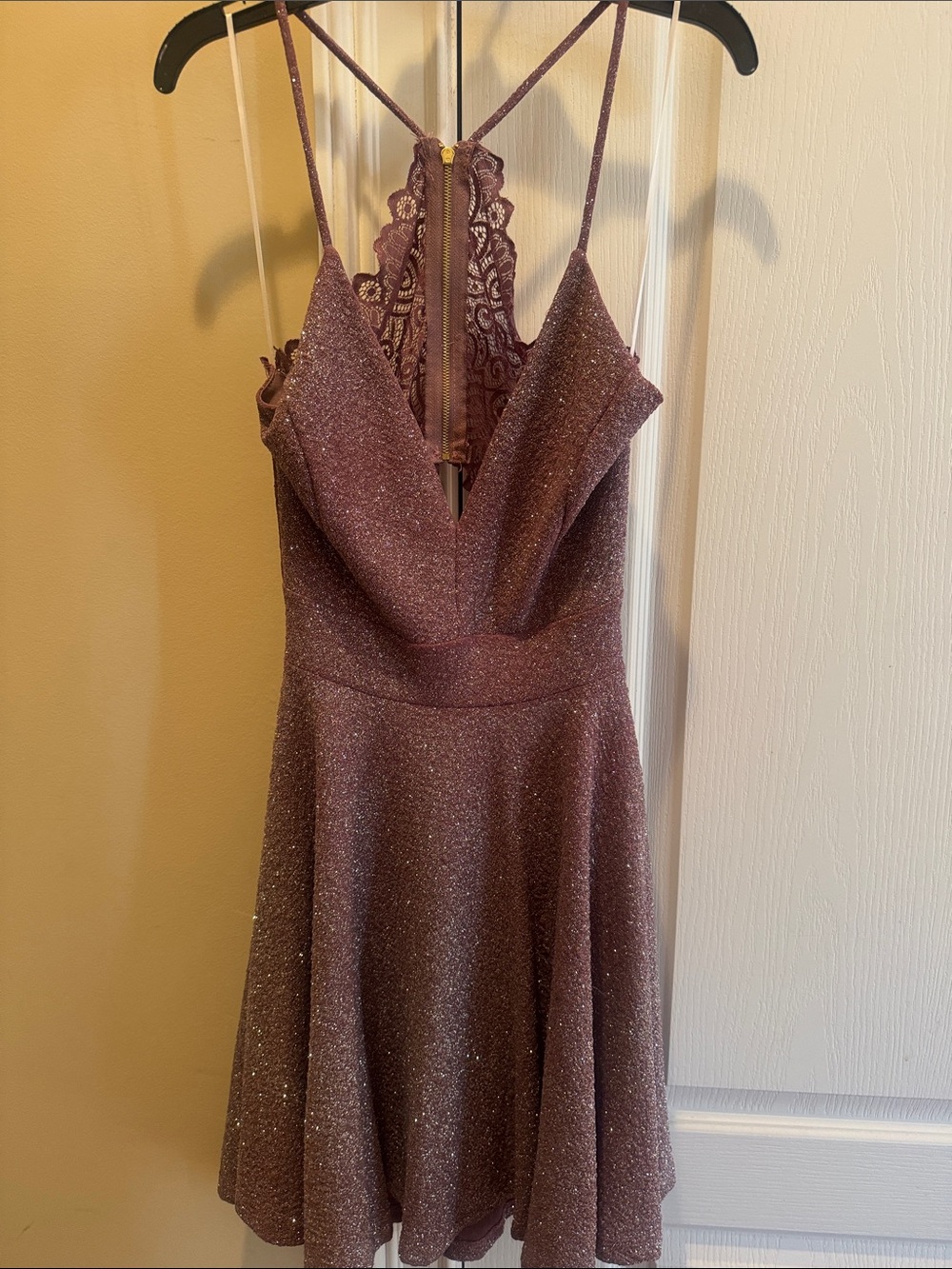 Windsor Sparkling Mauve Lace-Back Party Dress